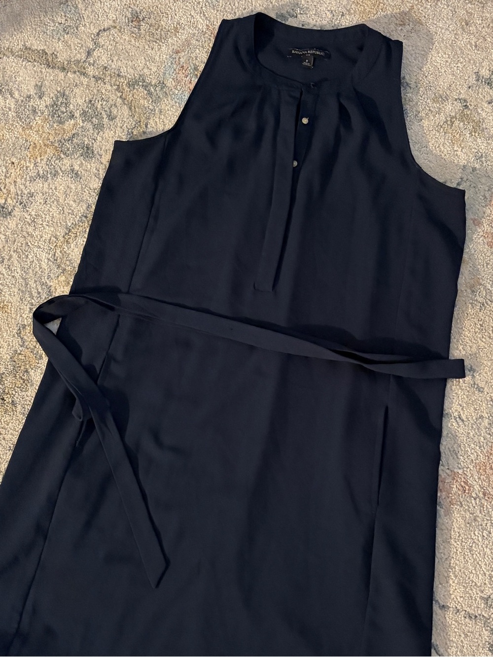 Banana Republic Dark Navy Sleeveless Belted Shift Dress